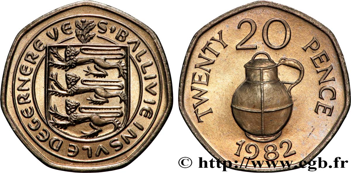GUERNSEY 20 Pence 1982  fST 