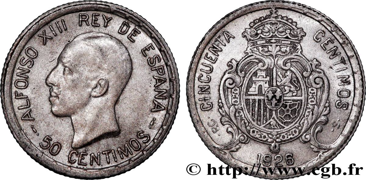 SPANIEN 50 Centimos Alphonse XIII  1926 Madrid fVZ 