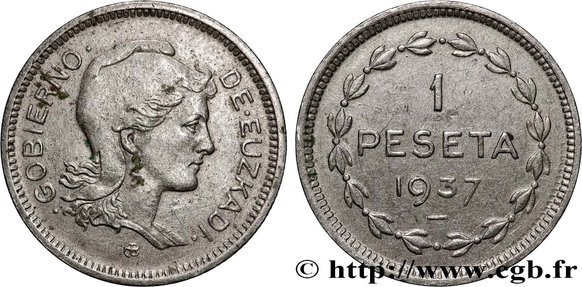 ESPAGNE - PAYS BASQUE 1 Peseta Gouvernement d’Euskadi 1937 Bruxelles TTB 