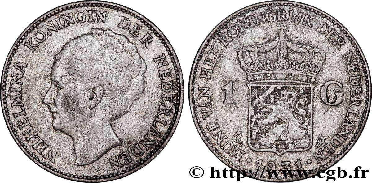 NIEDERLANDE 1 Gulden Wilhelmina 1931  fSS 