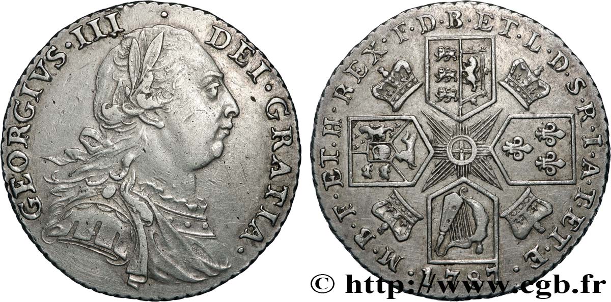GREAT BRITAIN - GEORGE III 1 Shilling Georges III 1787  XF/AU 