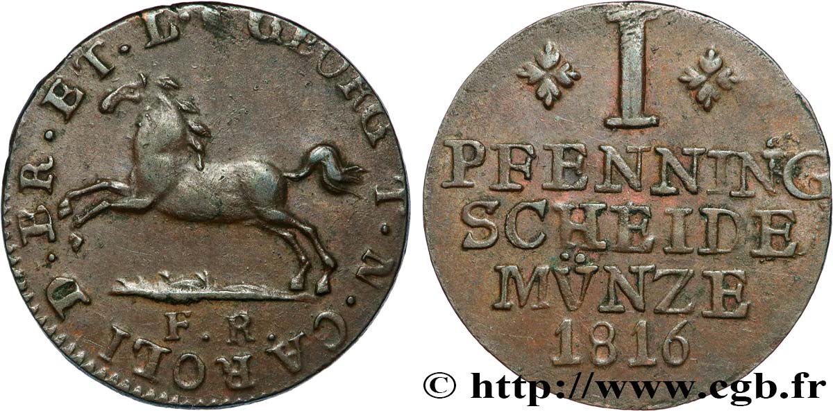 GERMANIA - BRUNSWICK 1 Pfennig Charles II 1819  q.SPL 