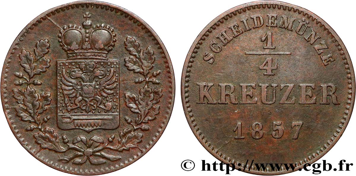 GERMANY - SCHWARZBURG-RUDOLSTADT 1/4 Kreuzer Frédéric-Gonthier 1857  AU 