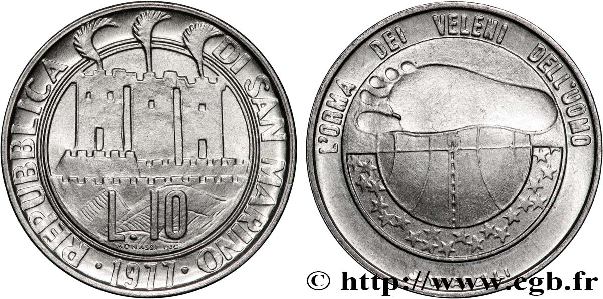 SAINT-MARIN 10 Lire 3 tours / écologie : l’empreinte de l’Homme 1977  SPL 