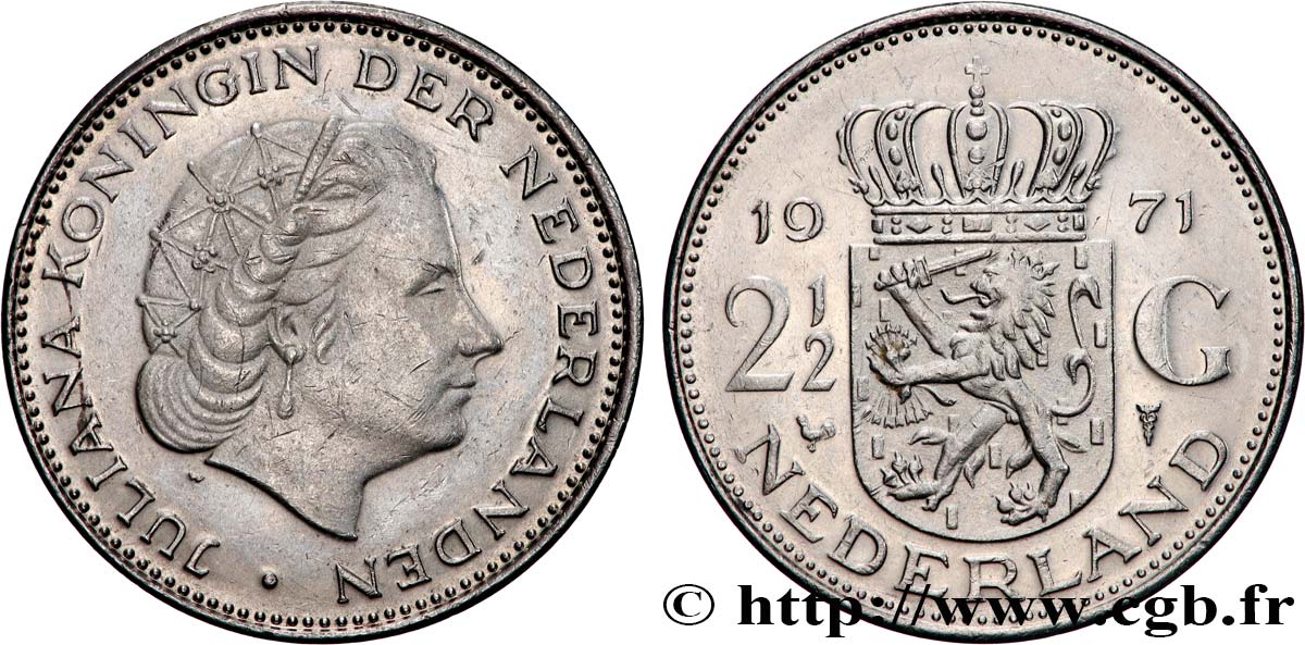 PAYS-BAS 2 1/2 Gulden Juliana 1971  SUP 