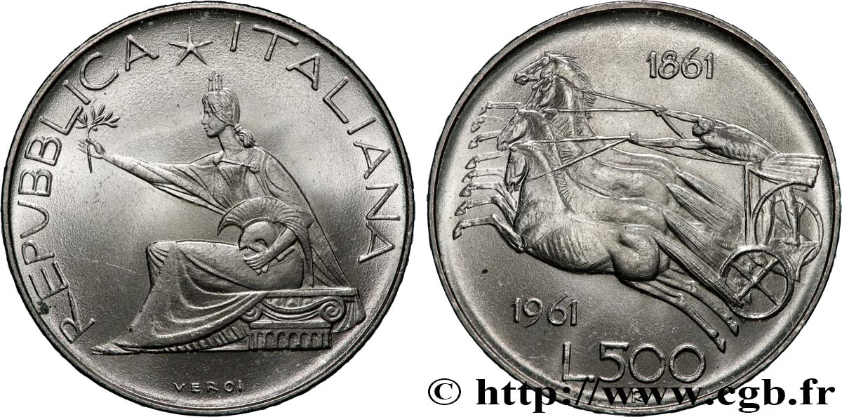 ITALIE 500 Lire Centenaire de l’Unité Italienne 1961 Rome SPL 