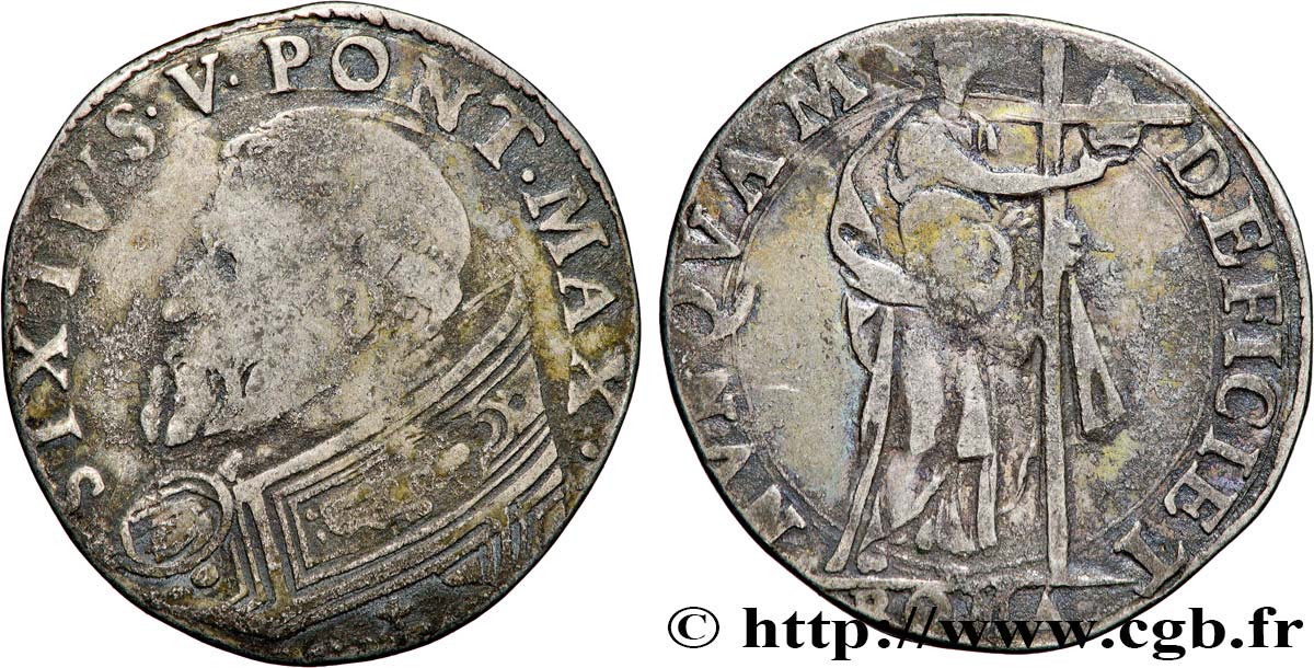 ITALIA - ESTADOS PONTIFICOS - SIXTO V (Felice Peretti di Grottammare) Teston  n.d. Rome BC 