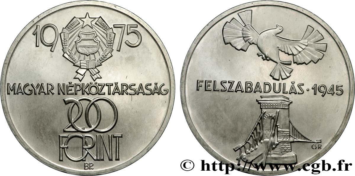 HUNGARY 200 Forint 30e Anniversaire de la Libération 1975 Budapest MS 