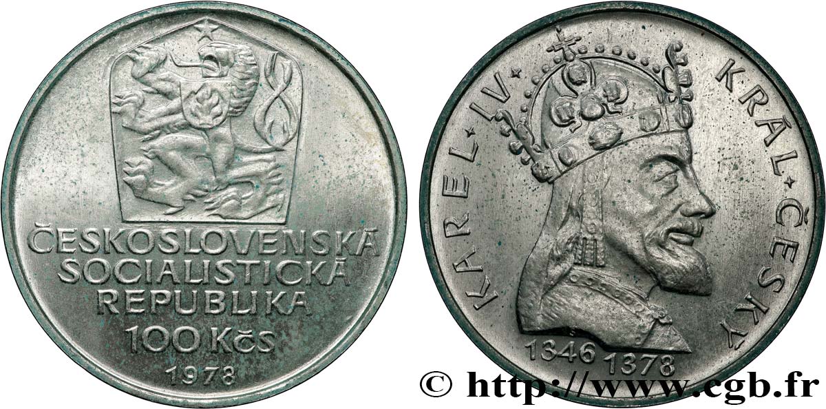 CHECOSLOVAQUIA 100 Korun 600e anniversaire de la mort de Charles IV 1978  EBC 