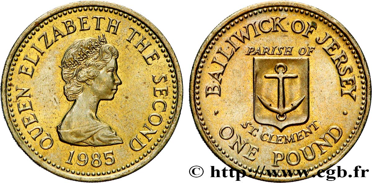 JERSEY  Pound (Livre) Élisabeth II - Paroisse de St Clément 1885 Royal Mint AU 