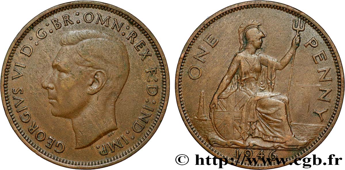 UNITED KINGDOM 1 Penny Georges VI 1946  XF 