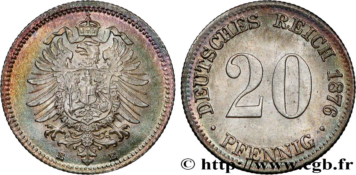 ALLEMAGNE 20 Pfennig 1876 Dresde SPL 