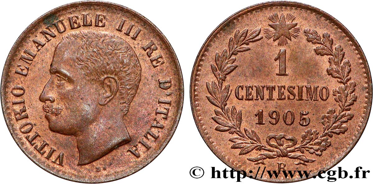 ITALIA 1 Centesimo Victor Emmanuel III 1905 Rome SPL 