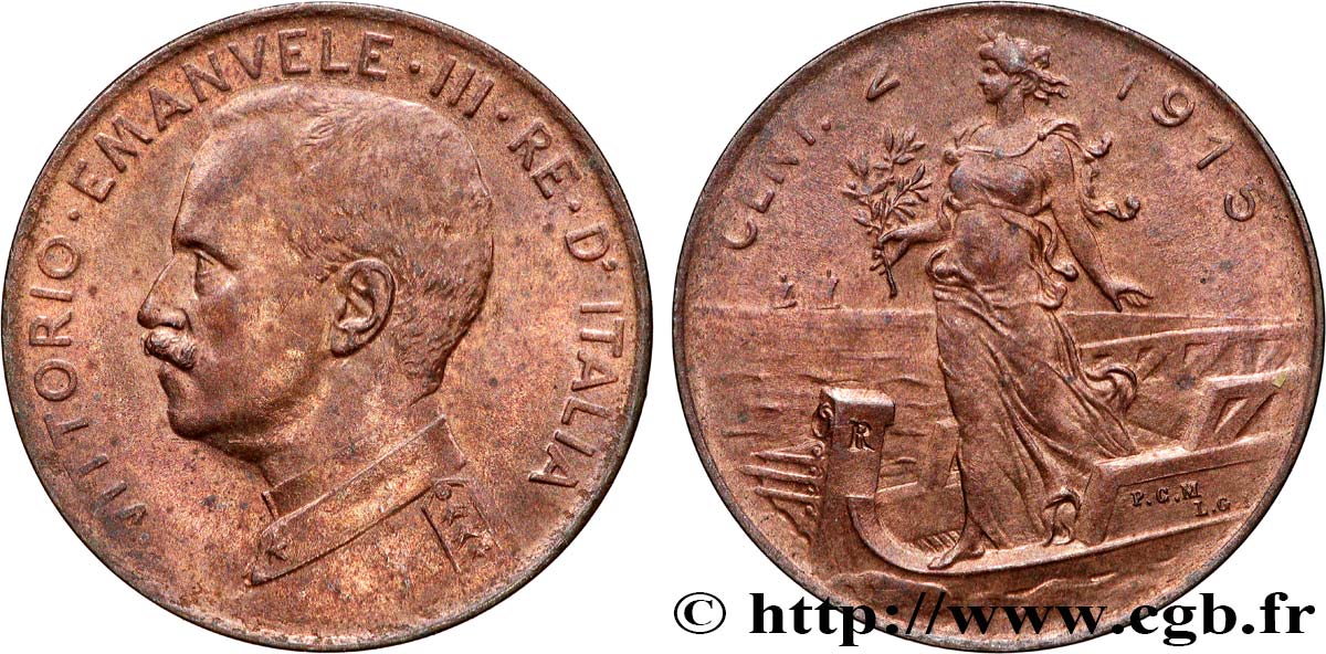 ITALIE 2 Centesimi Victor Emmanuel III 1915 Rome - R TTB+ 