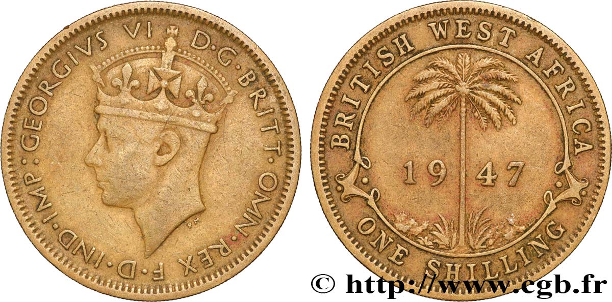 AFRIQUE OCCIDENTALE BRITANNIQUE 1 Shilling Georges VI 1947 Kings Norton TTB 