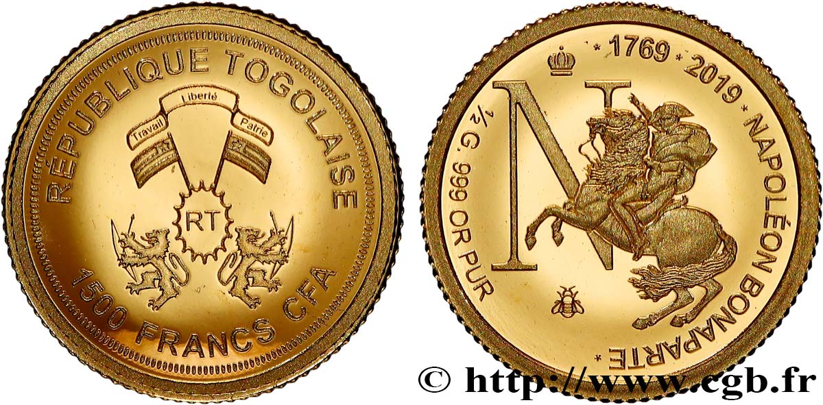 TOGO 1500 Francs Proof Bonaparte 2019  MS 