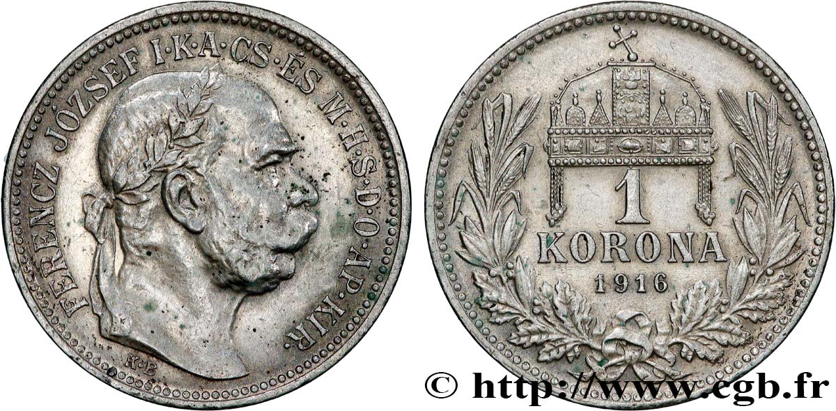 HUNGARY 1 Korona François-Joseph 1916  AU 