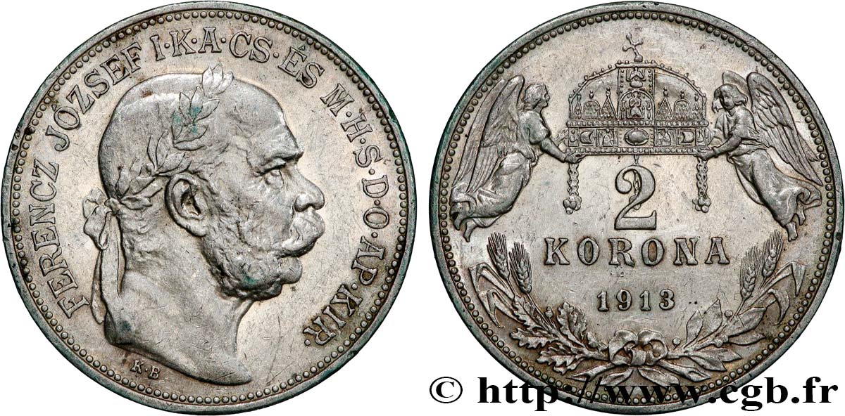 HUNGARY 2 Korona François-Joseph Ier 1913  XF 