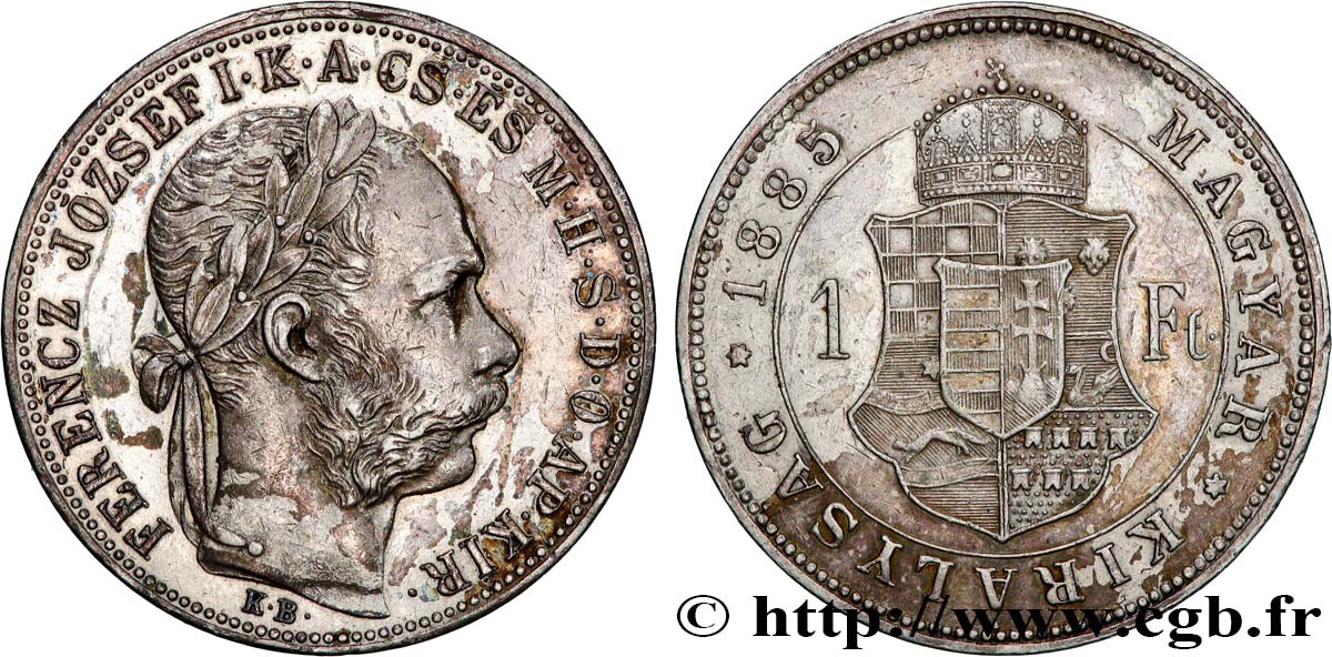 HUNGARY 1 Forint François-Joseph 1885 Kremnitz XF 