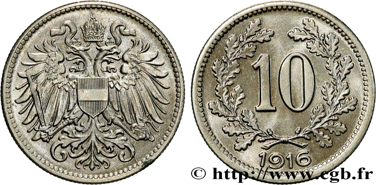 AUSTRIA 10 Heller Charles Ier 1916  EBC 