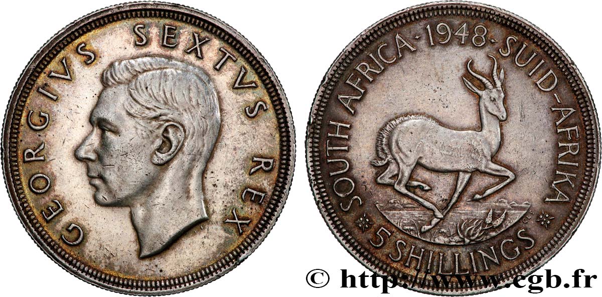 SUDÁFRICA 5 Shillings Georges VI 1948 Pretoria MBC+ 