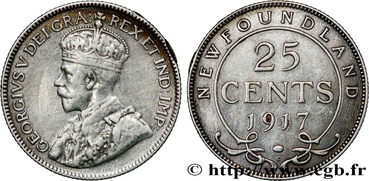 TERRANOVA 25 Cents Geroges V 1917 Ottawa BB 