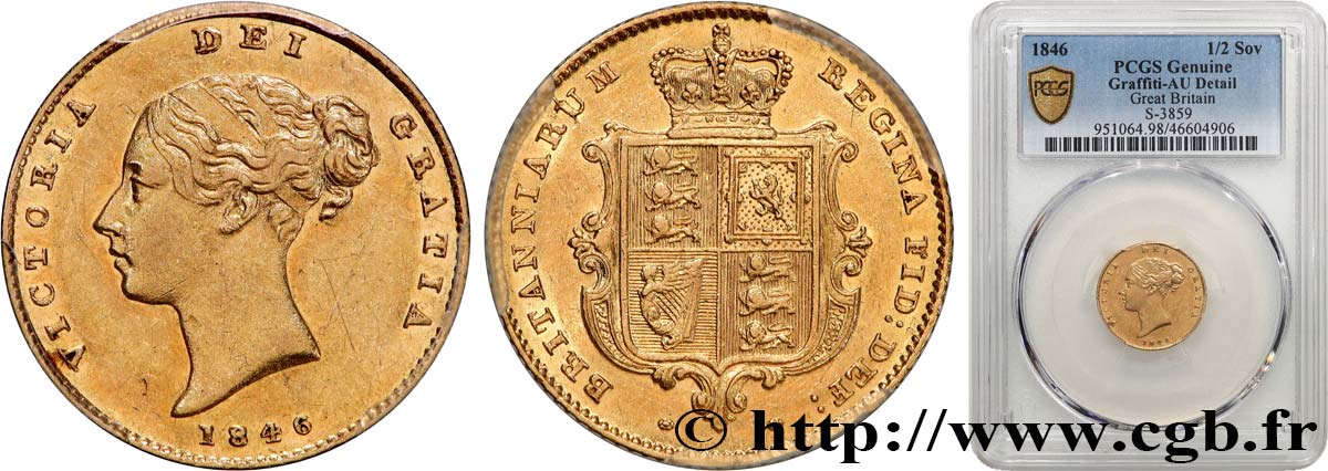 GRAN BRETAÑA - VICTORIA 1/2 Souverain  1846 Londres EBC PCGS