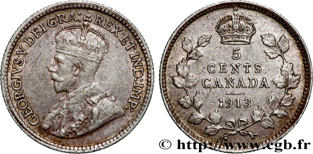 CANADA 5 Cents Georges V 1913  BB 