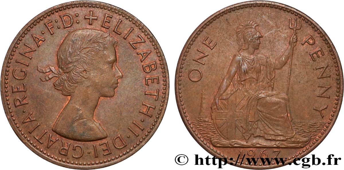 UNITED KINGDOM 1 Penny Elisabeth II 1967  AU 