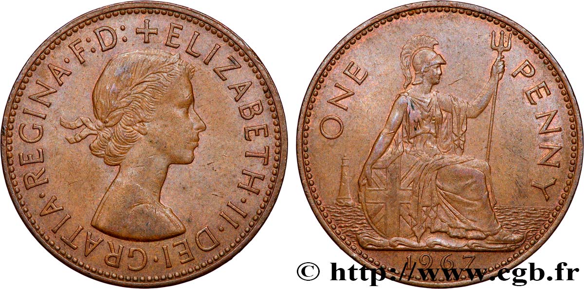 UNITED KINGDOM 1 Penny Elisabeth II 1967  AU 