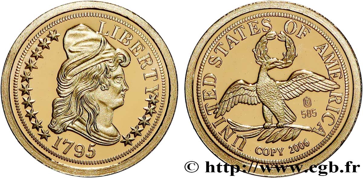 ÉTATS-UNIS D&nbsp;AMÉRIQUE Réplique miniature en or  (1795)  SPL 