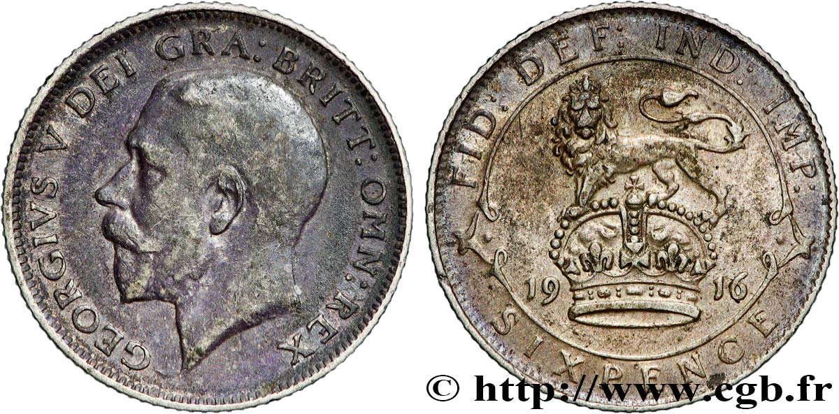 UNITED KINGDOM 6 Pence Georges V 1916  XF 