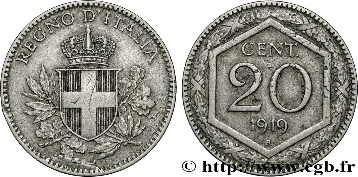 ITALIE 20 Centesimi écu 1919 Rome  TTB 