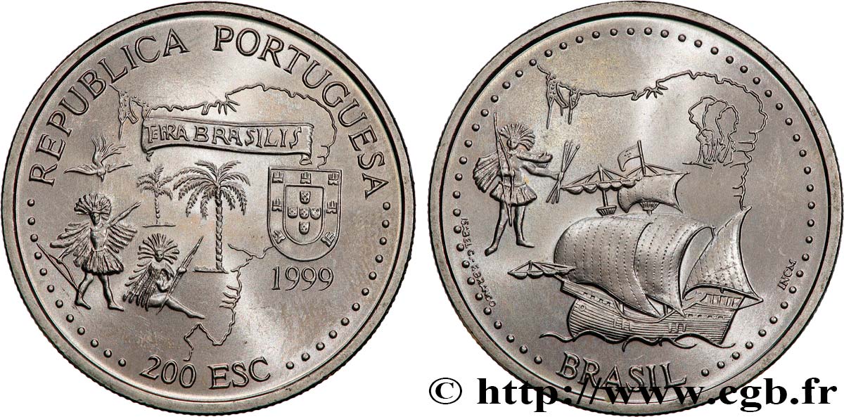 PORTUGAL 200 Escudos les côtes du Brésil 1999  MS 