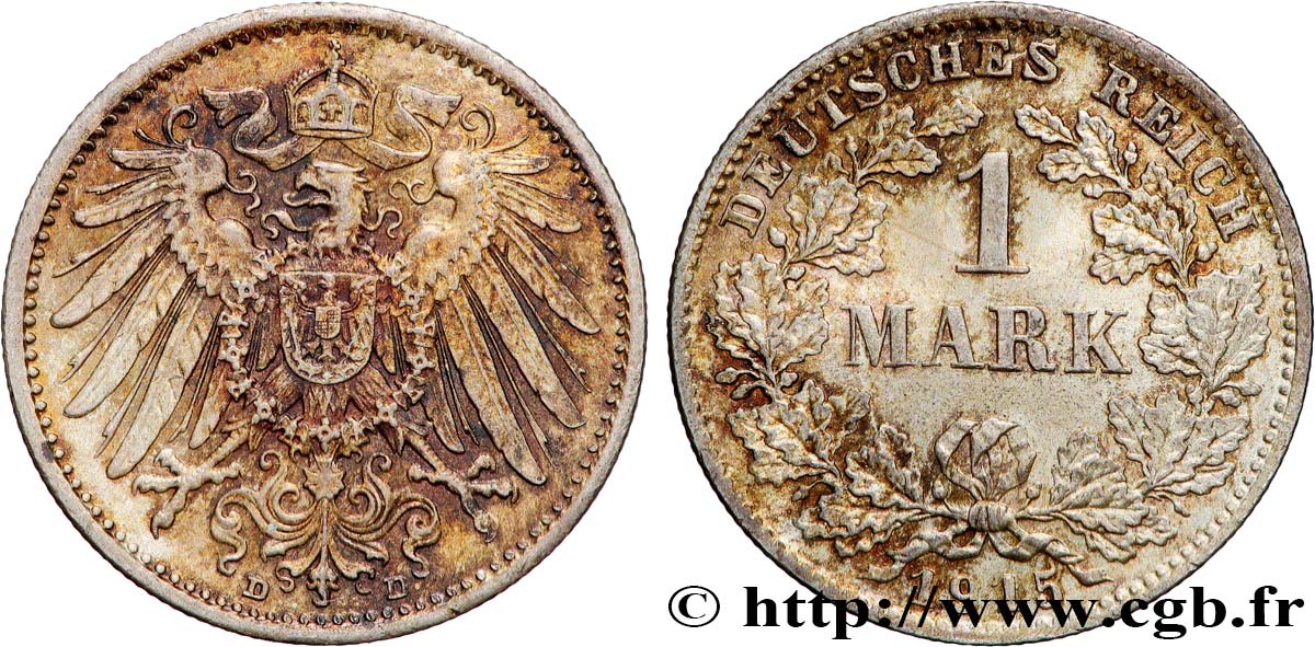 GERMANY 1 Mark Empire aigle impérial 1915 Munich AU 