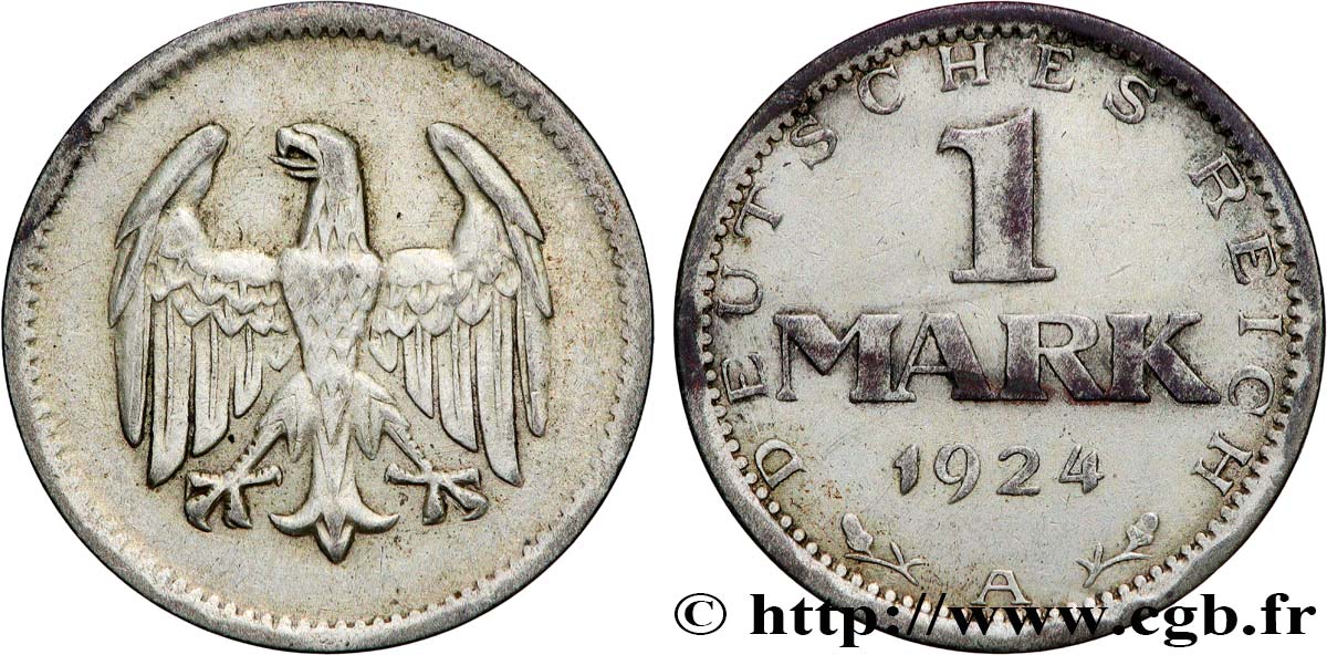 ALEMANIA 1 Mark aigle 1924 Berlin MBC 