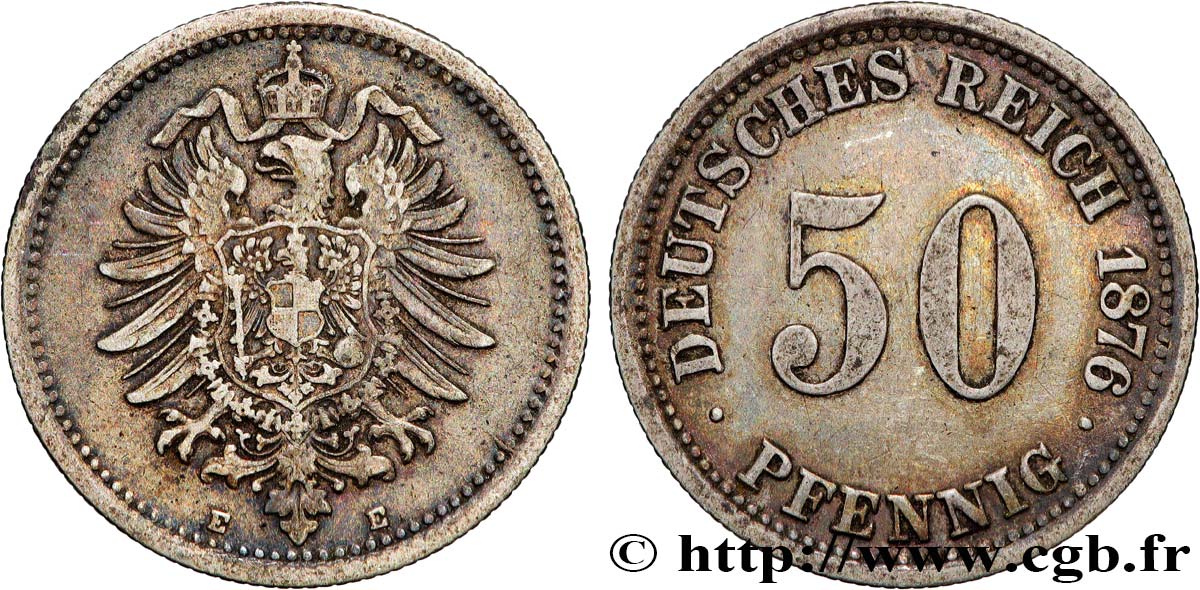 GERMANY 50 Pfennig 1876 Muldenhutten VF 