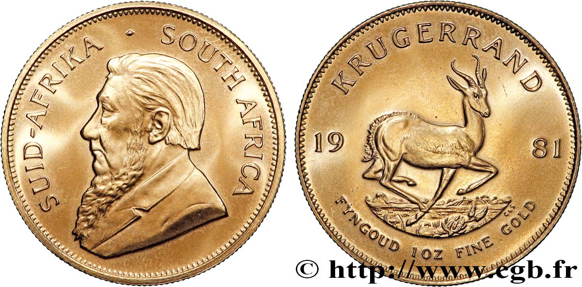 OR, PALLADIUM ET PLATINE INVESTISSEMENT 1 Krugerrand Paul Kruger 1981 Prétoria SPL 