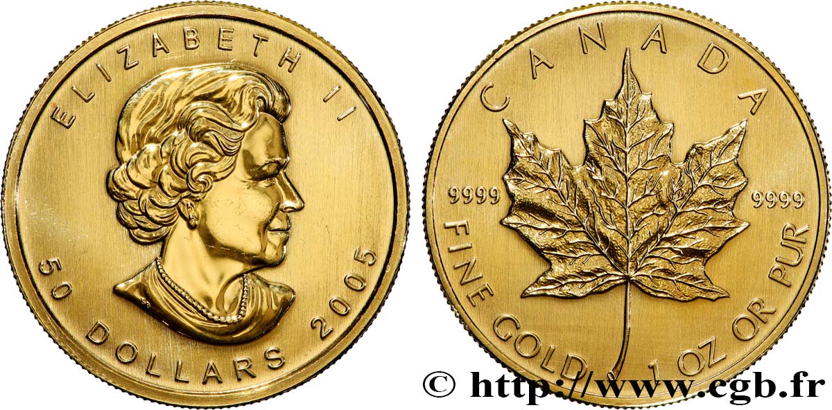 CANADA 50 Dollars &nbsp;Maple Leaf&nbsp; Elisabeth II 2005  MS 