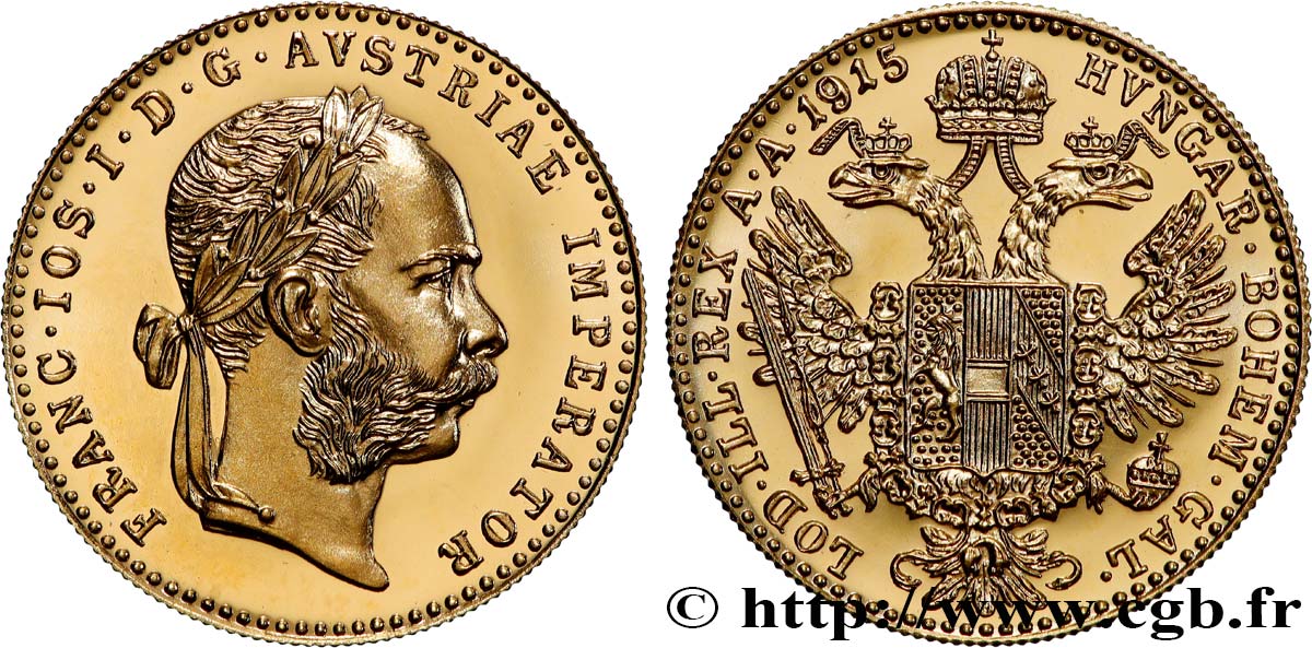 OR, PALLADIUM ET PLATINE INVESTISSEMENT 1 Ducat refrappe moderne François-Joseph Ier 1915  SPL 