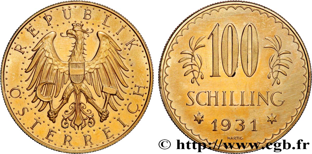 GOLD, PALLADIUM & PLATINUM INVESTMENT 100 Schilling 1931 Vienne MS 