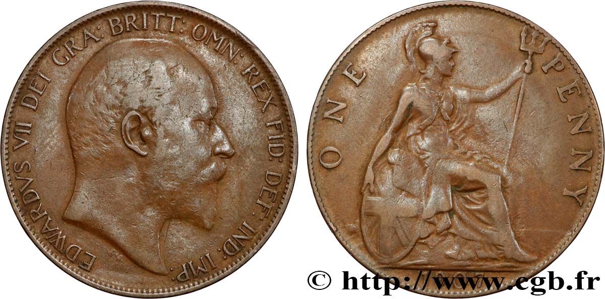 REGNO UNITO 1 Penny Edouard VII 1907  q.BB/BB 
