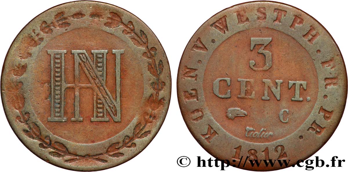 GERMANIA - REGNO DI WESTFALIA  3 Cent. 1812 Cassel MB 
