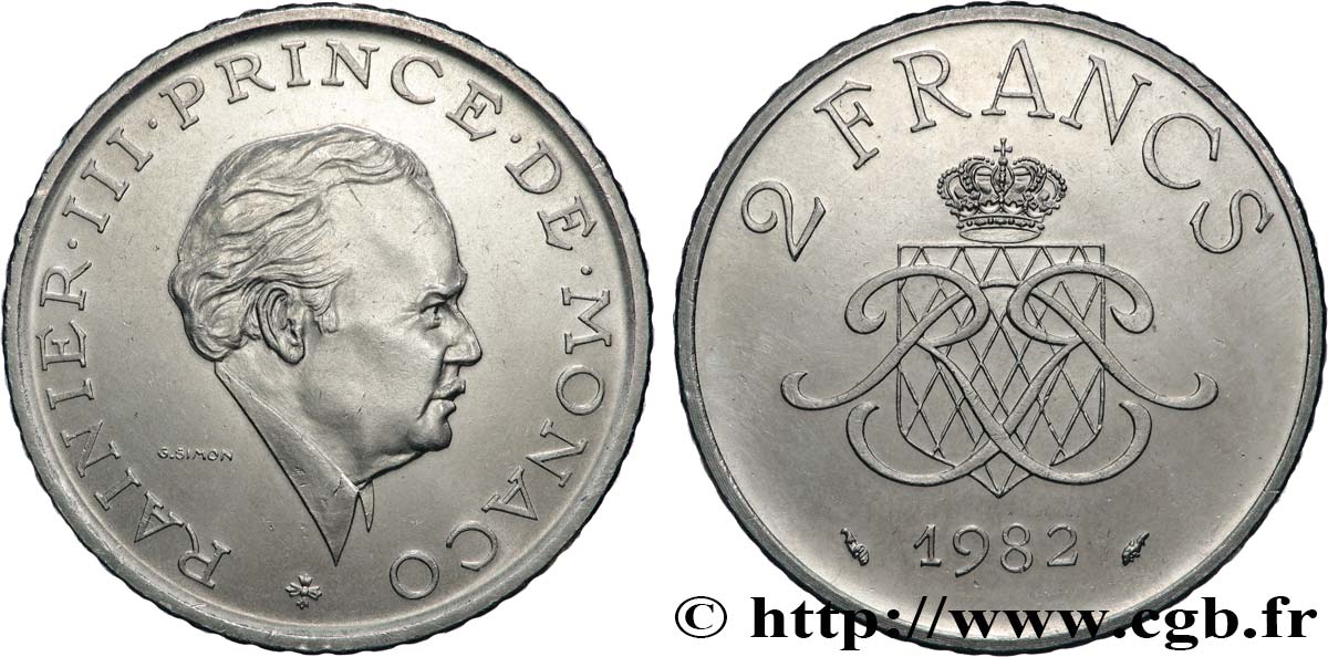 MONACO 2 Francs Rainier III 1982 Paris SPL 