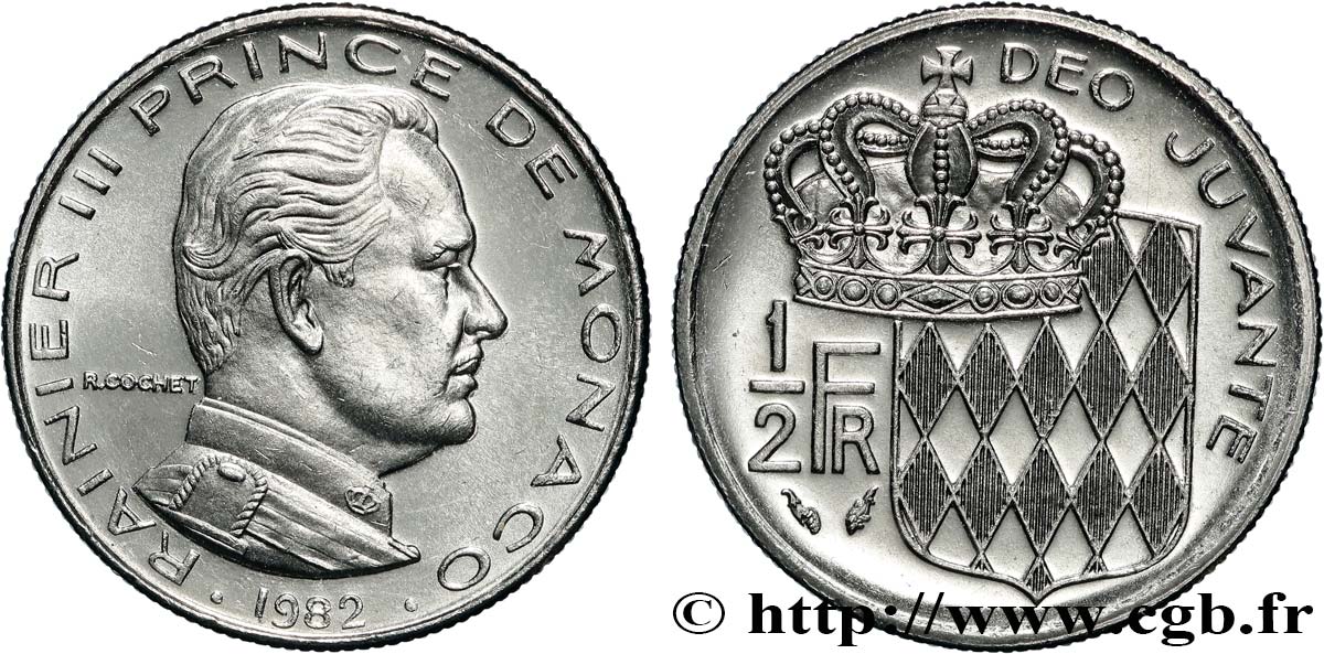 MONACO 1/2 Franc Rainier III 1982 Paris fST 