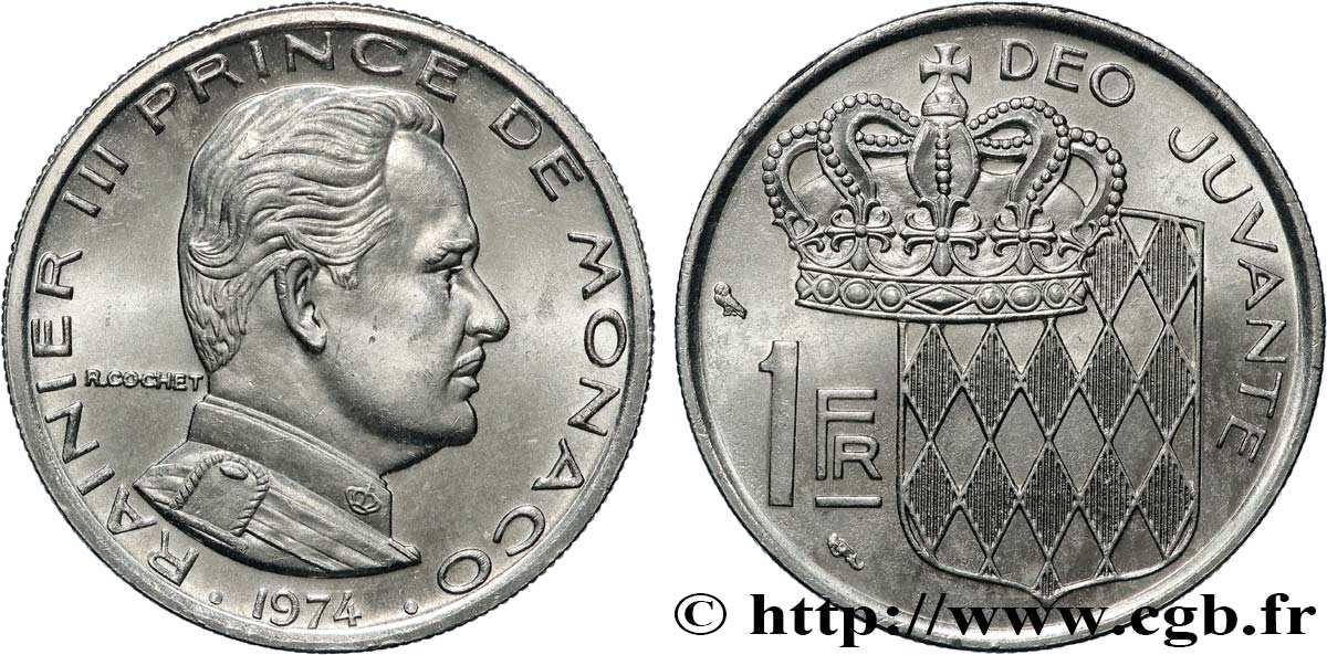 MONACO 1 Franc Rainier III 1974 Paris SPL 