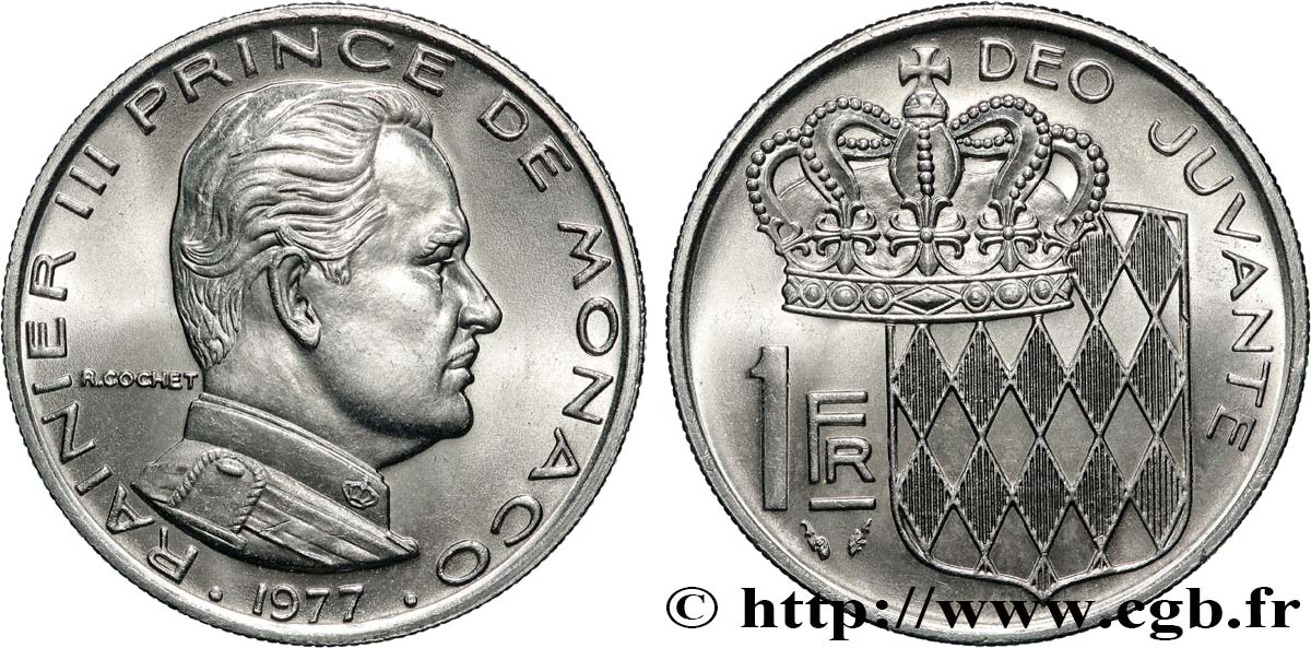 MONACO 1 Franc Rainier III 1977 Paris SPL 