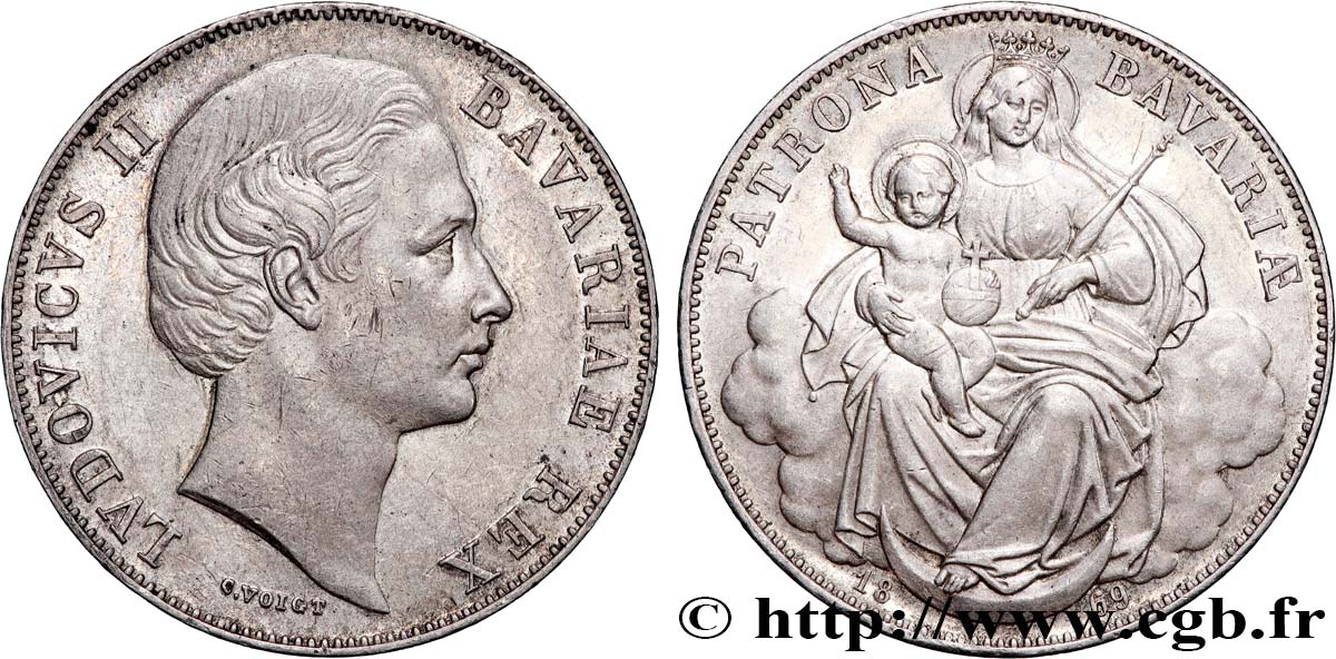 ALLEMAGNE ROYAUME DE BAVIÈRE LOUIS II 1 Thaler 1869 Munich fwo