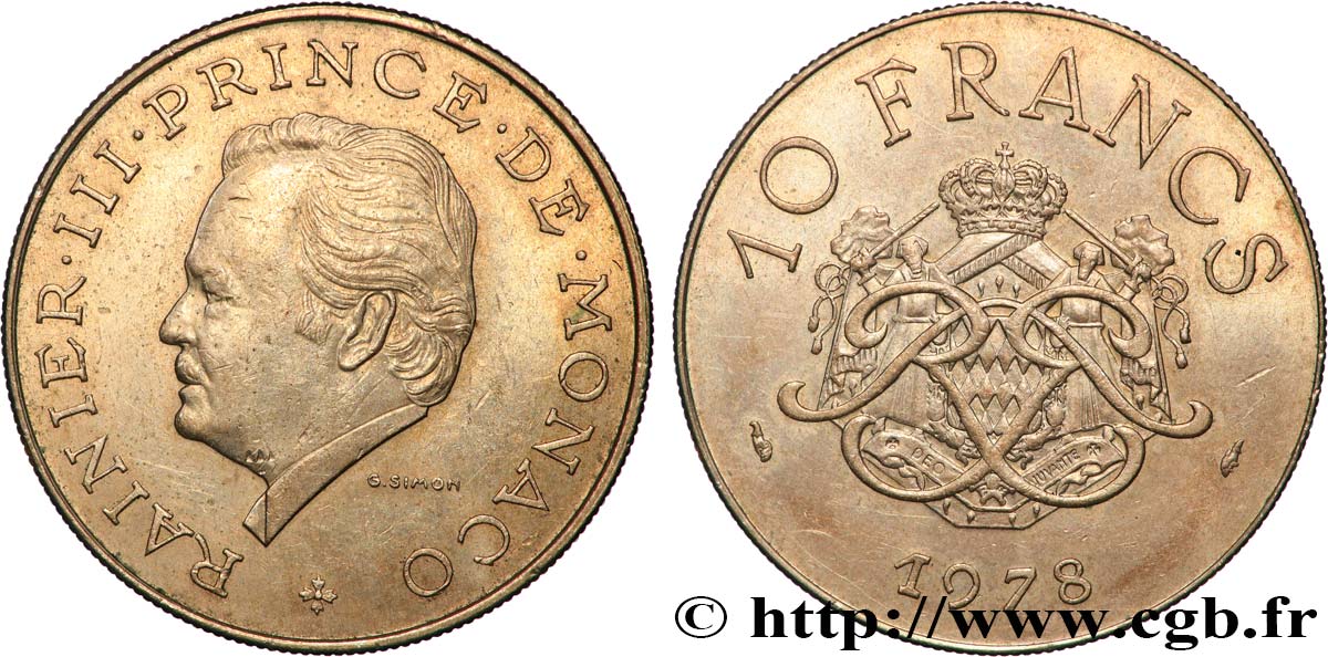 MONACO 10 Francs Rainier III 1978 Paris EBC 