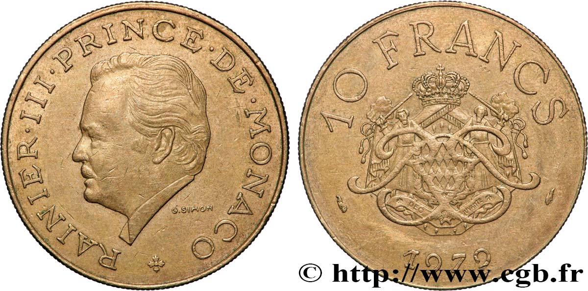 MONACO 10 Francs Rainier III 1979 Paris AU 